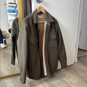 Men's Olive Green Jacket with Sherpa Lining